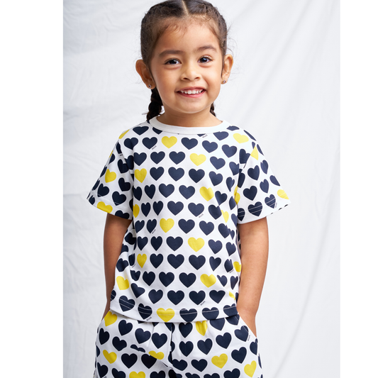 Black & Yellow Hearts Short Pajama set