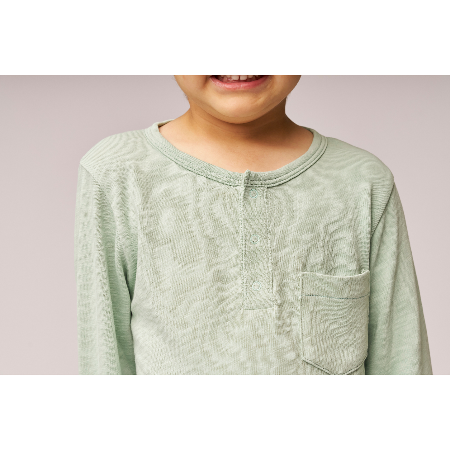 Henley Long Sleeve Tee Cactus Green — 100% Organic Pima Cotton