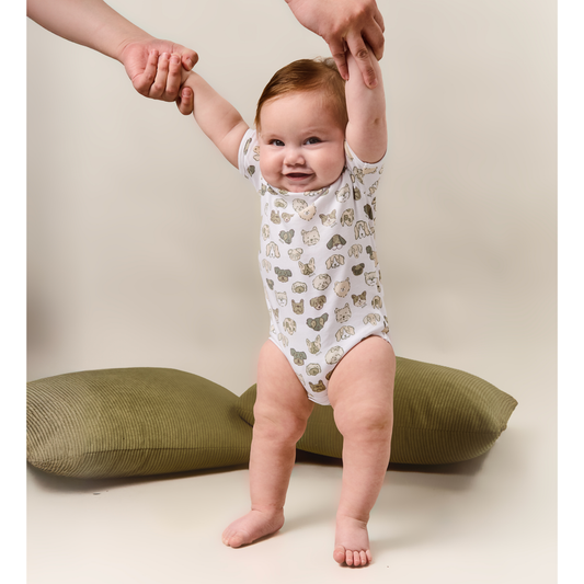 Mini Woof Squad Grey Short sleeve Bodysuit