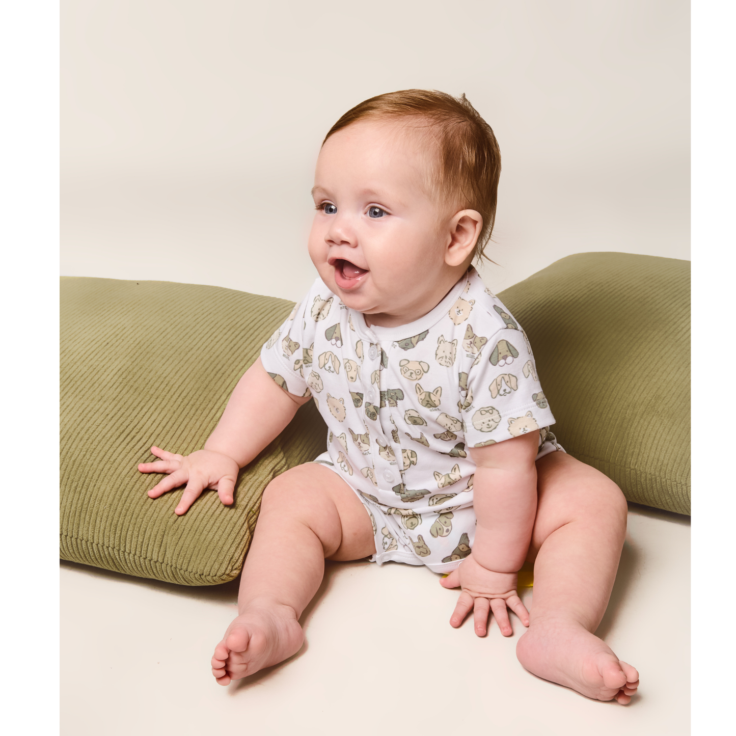 Mini Woof Squad Grey Shortie Romper