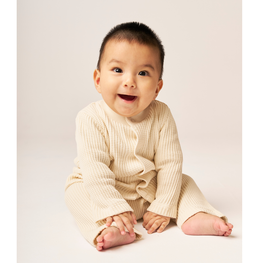 Waffle Baby Set Oat Cream — 100% Organic Pima Cotton