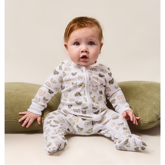 Mini Woof Squad Grey Zip-up Bodysuit