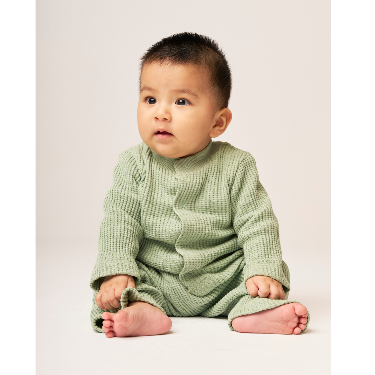 Waffle Baby Set Cactus Green — 100% Organic Pima Cotton