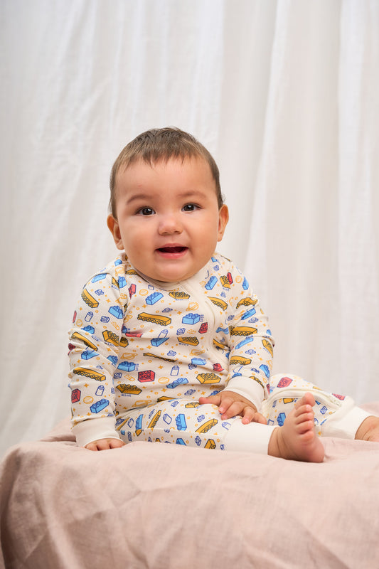 Creative Blocks Zip-up Baby Bodysuit