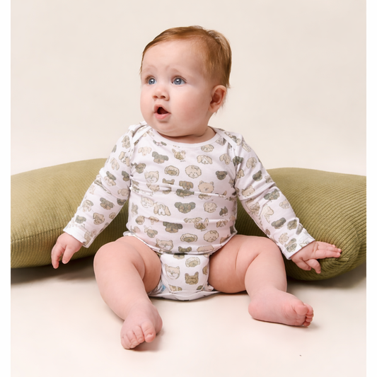 Mini Woof Squad Grey Long sleeve Bodysuit