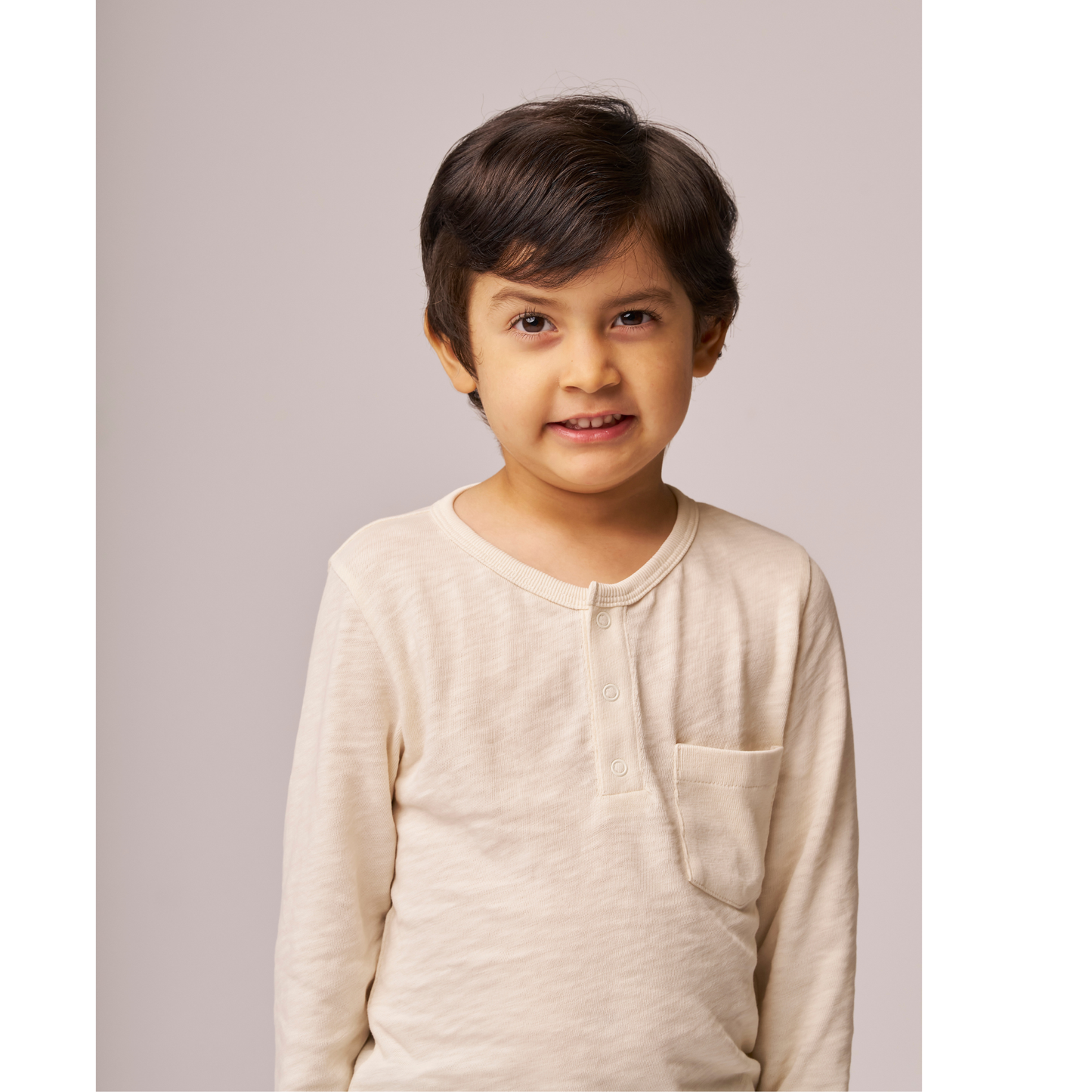 Henley Long Sleeve Tee Oat Cream — 100% Organic Pima Cotton