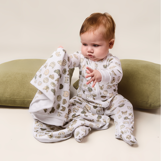 Mini Woof Squad Grey Baby Blanket