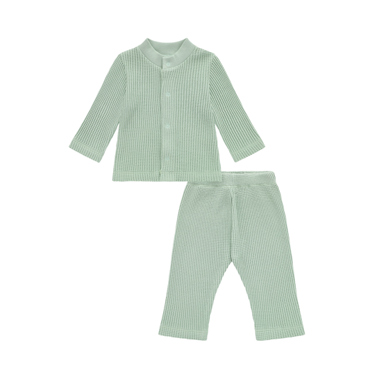 Waffle Baby Set Cactus Green — 100% Organic Pima Cotton