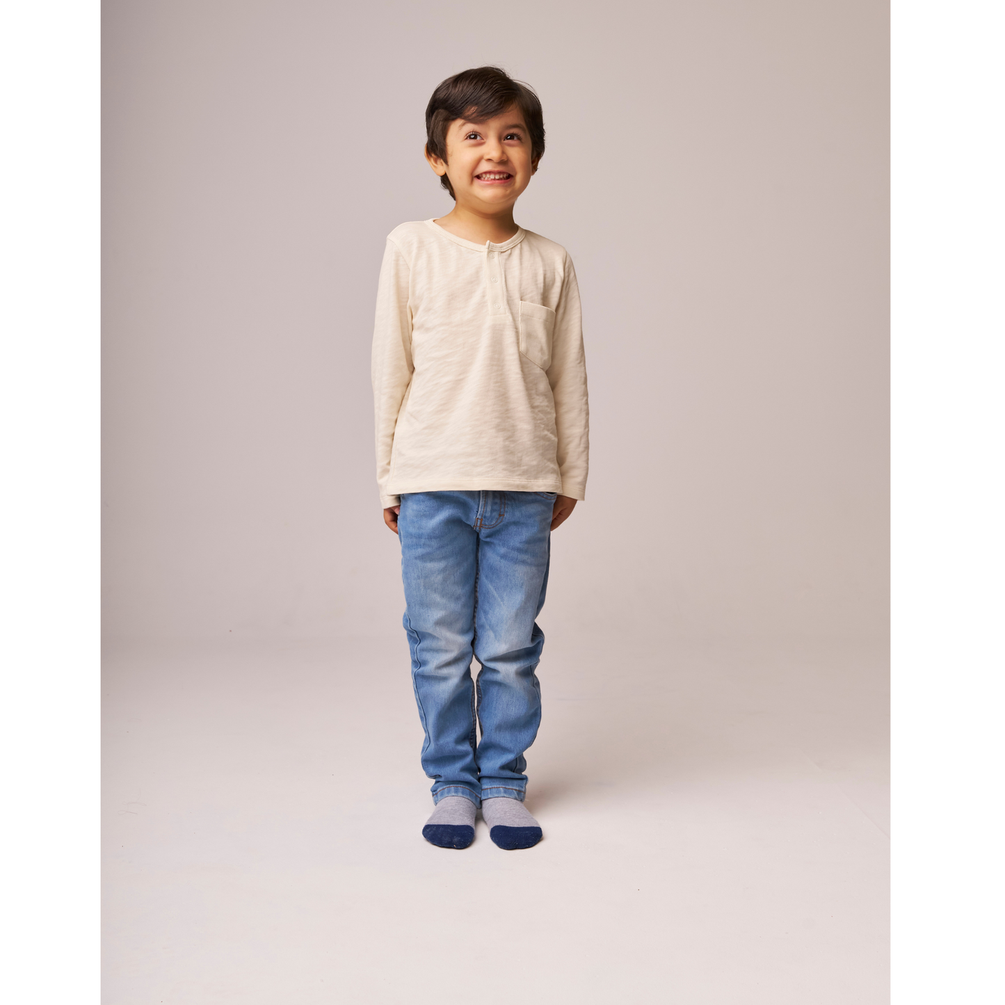 Henley Long Sleeve Tee Oat Cream — 100% Organic Pima Cotton