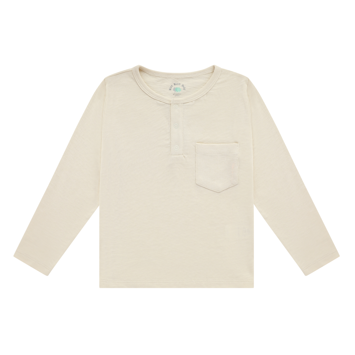 Henley Long Sleeve Tee Oat Cream — 100% Organic Pima Cotton