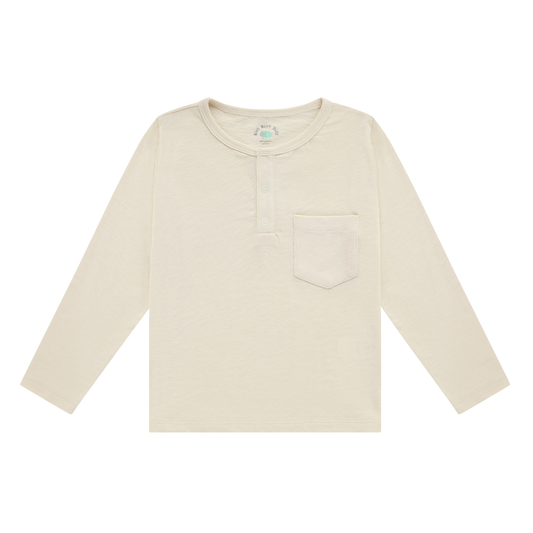 Henley Long Sleeve Tee Oat Cream — 100% Organic Pima Cotton