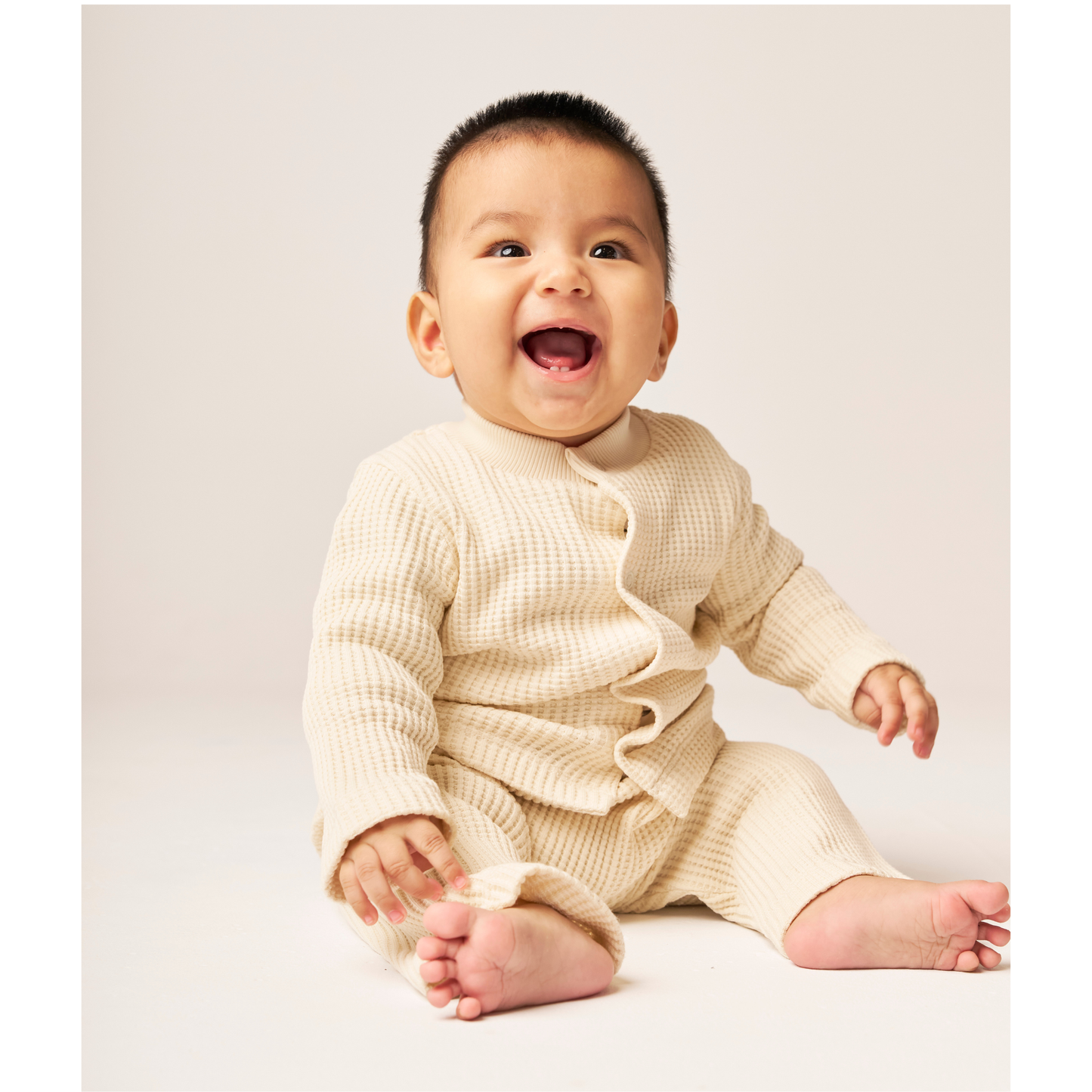 Waffle Baby Set Oat Cream — 100% Organic Pima Cotton