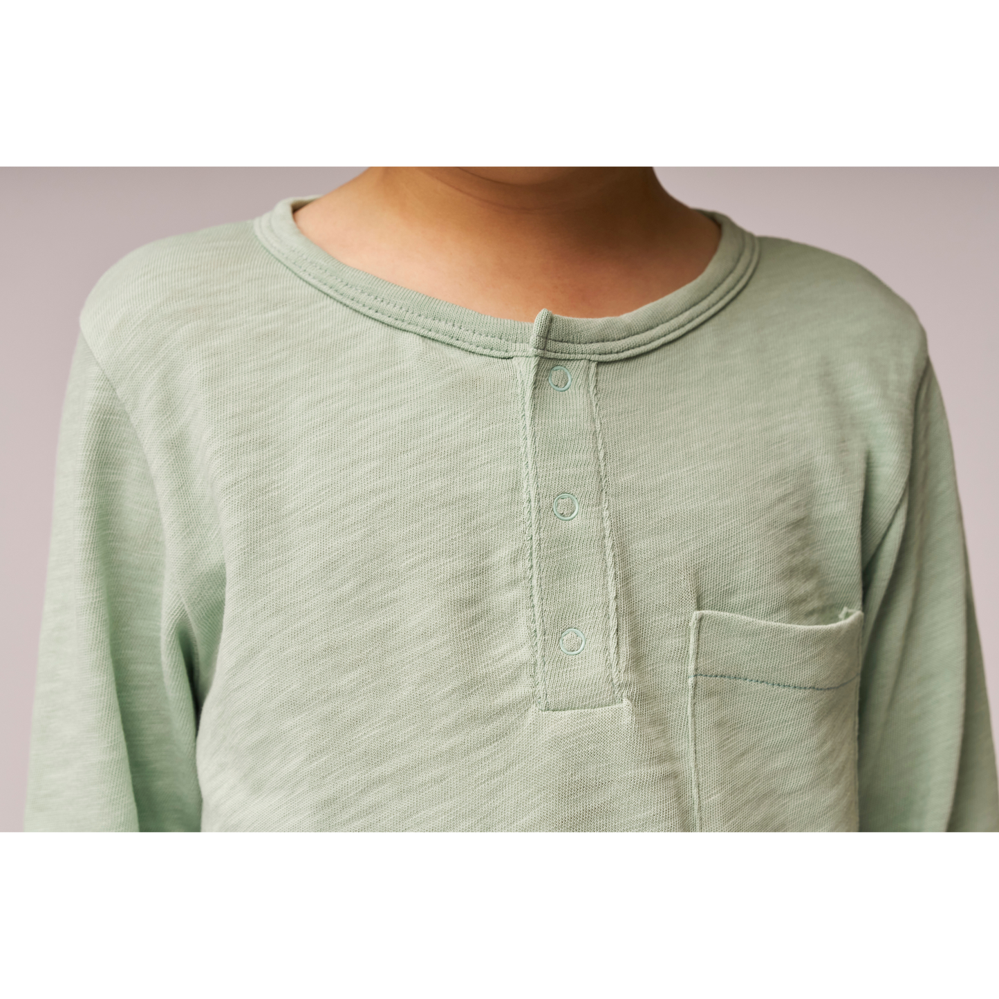 Henley Long Sleeve Tee Cactus Green — 100% Organic Pima Cotton