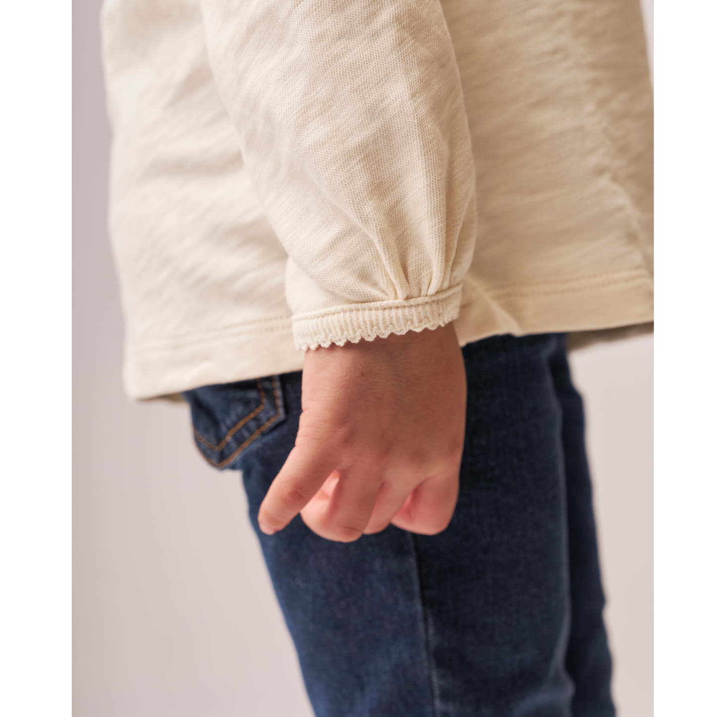Puff Long Sleeve Tee Oat Cream — 100% Organic Pima Cotton