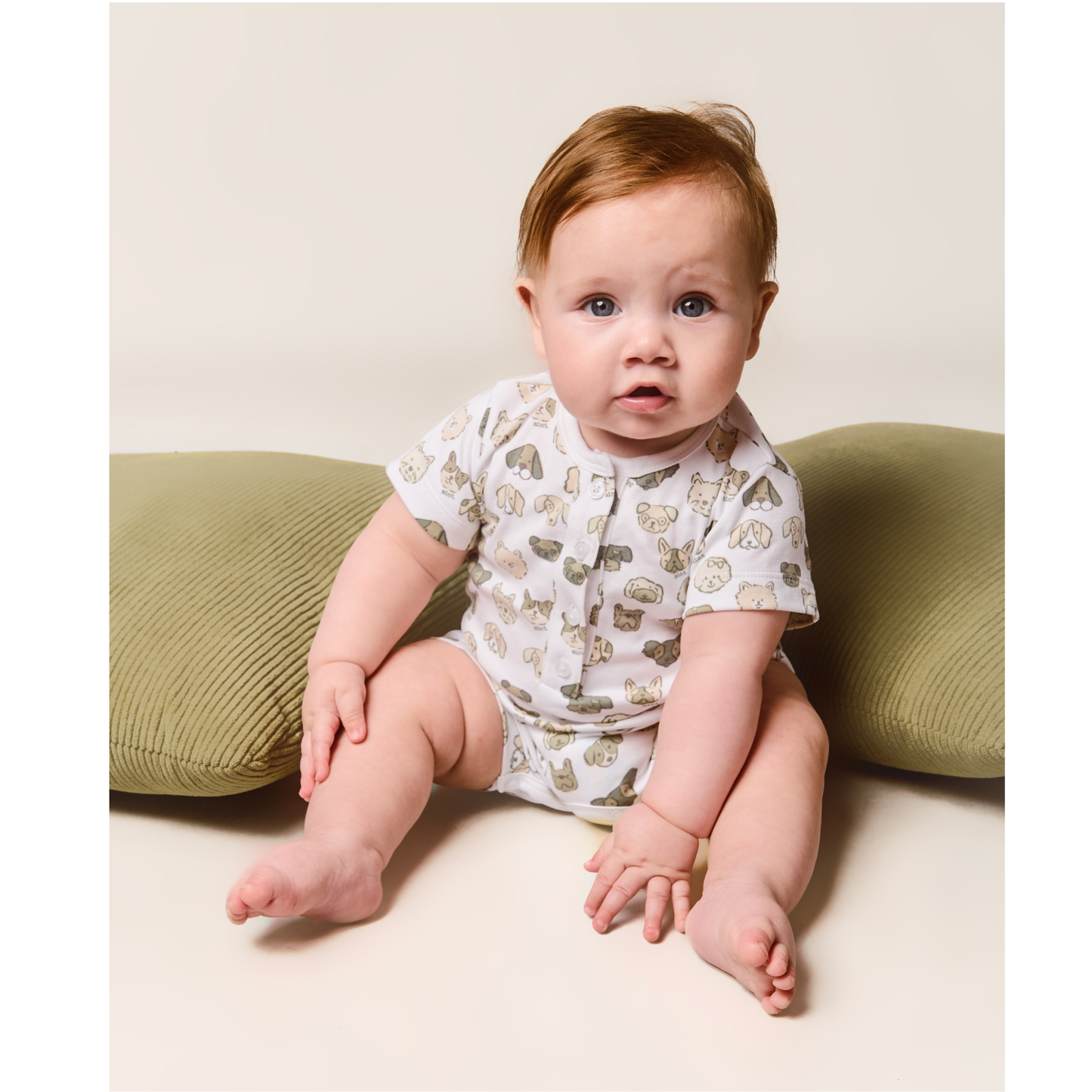 Mini Woof Squad Grey Shortie Romper