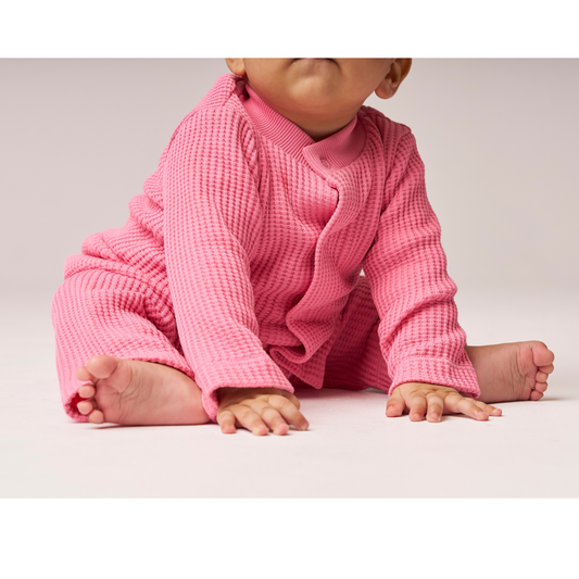 Waffle Baby Set Peony — 100% Organic Pima Cotton