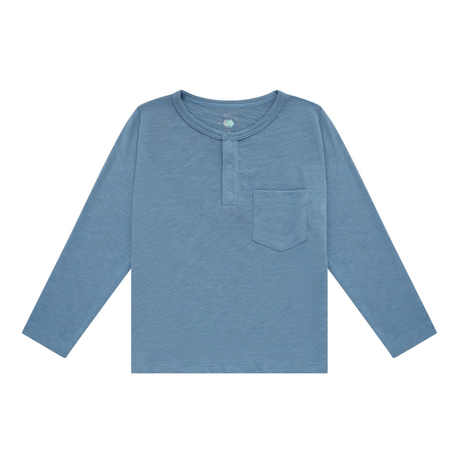 Henley Long Sleeve Tee Pacific Blue — 100% Organic Pima Cotton