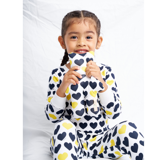 Black & Yellow Hearts Two piece Kids Pajama