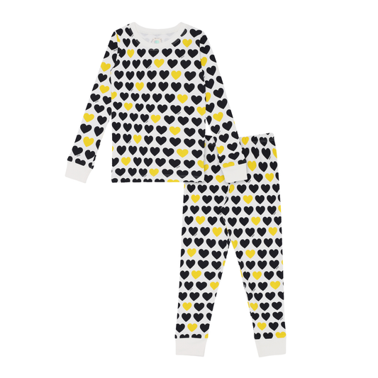 Black & Yellow Hearts Two piece Kids Pajama