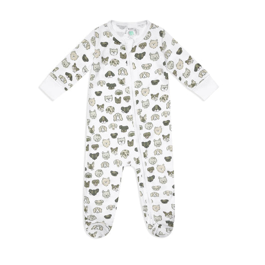 Mini Woof Squad Grey Zip-up Bodysuit