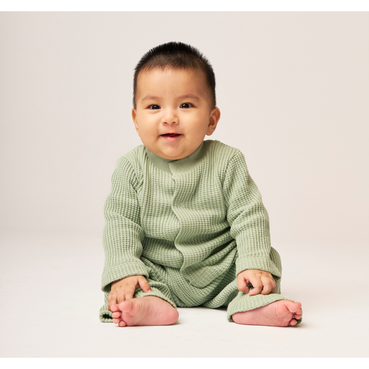 Waffle Baby Set Cactus Green — 100% Organic Pima Cotton