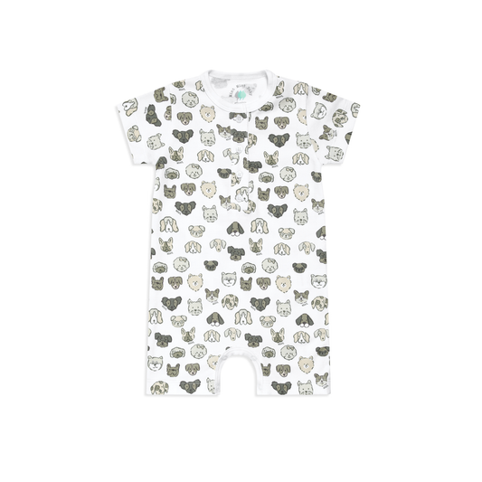 Mini Woof Squad Grey Shortie Romper