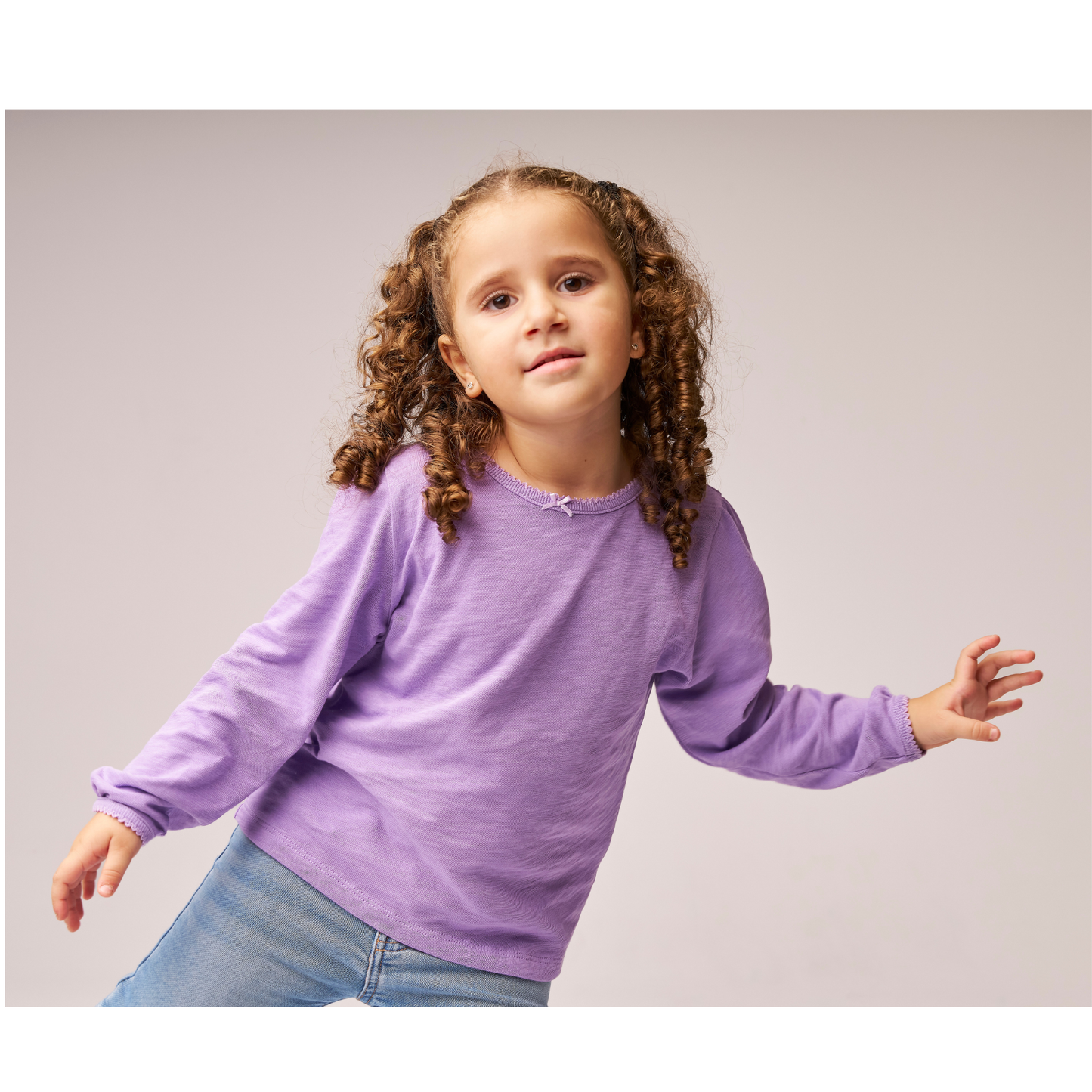 Puff Long Sleeve Tee Lilac — 100% Organic Pima Cotton