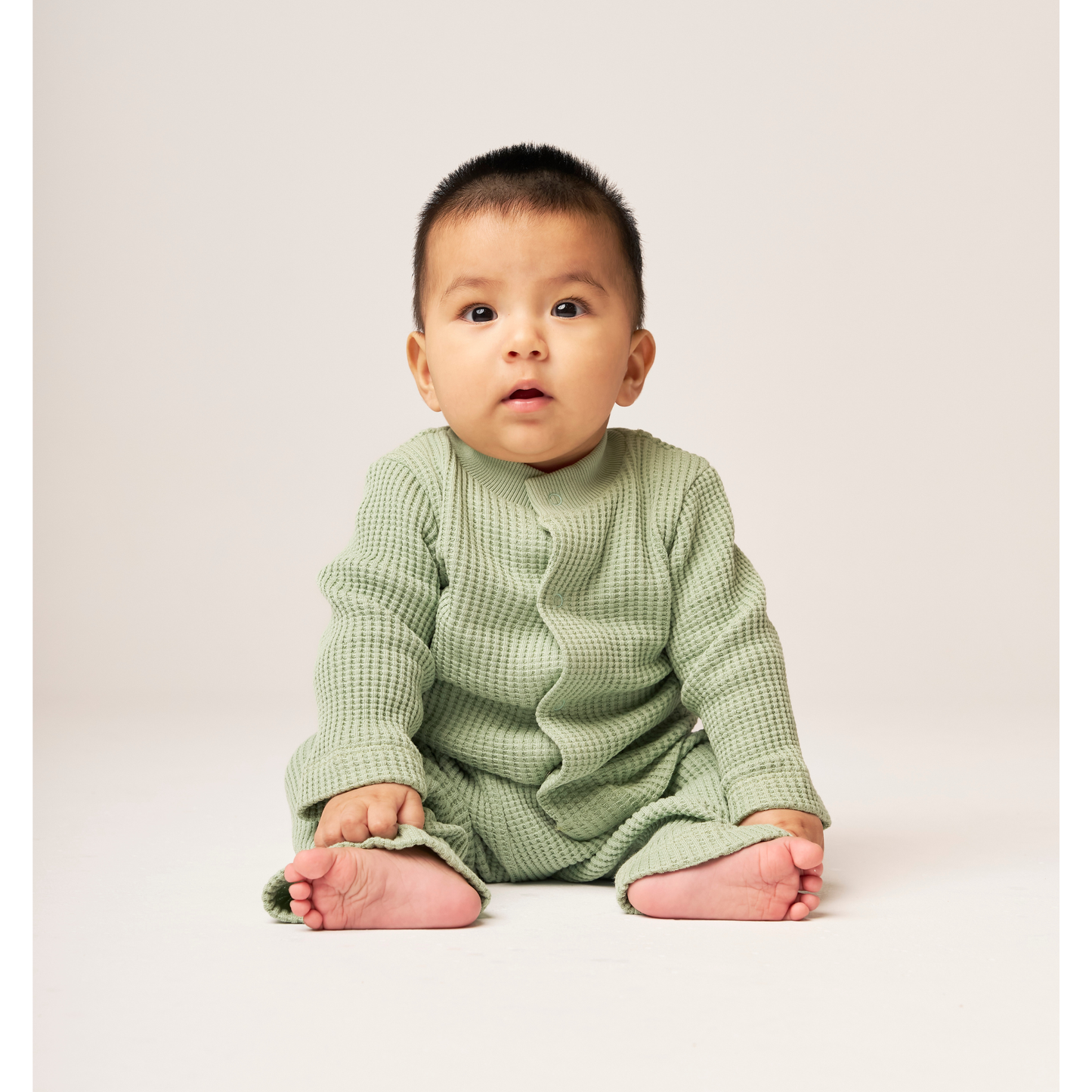 Waffle Baby Set Cactus Green — 100% Organic Pima Cotton