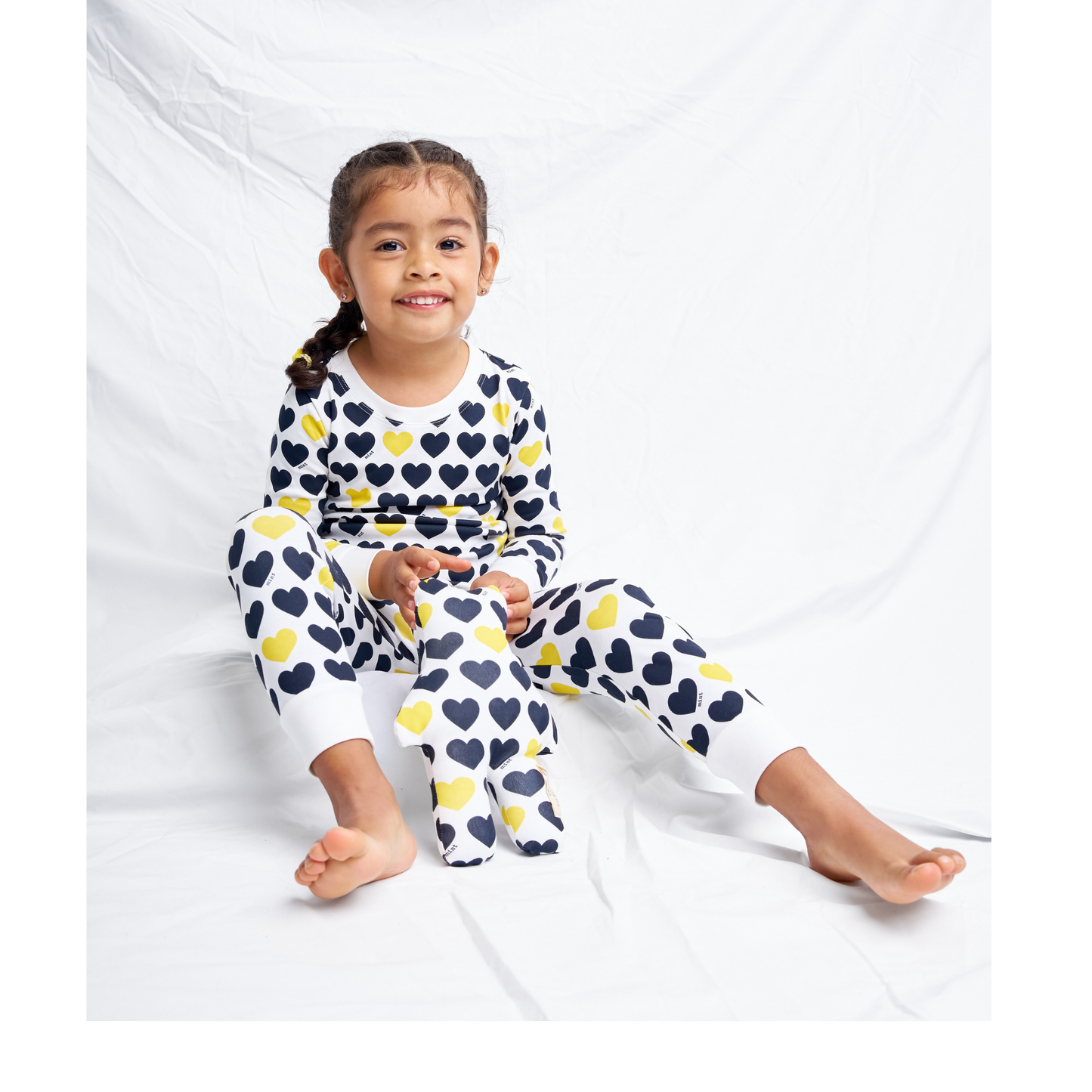Black & Yellow Hearts Two piece Kids Pajama