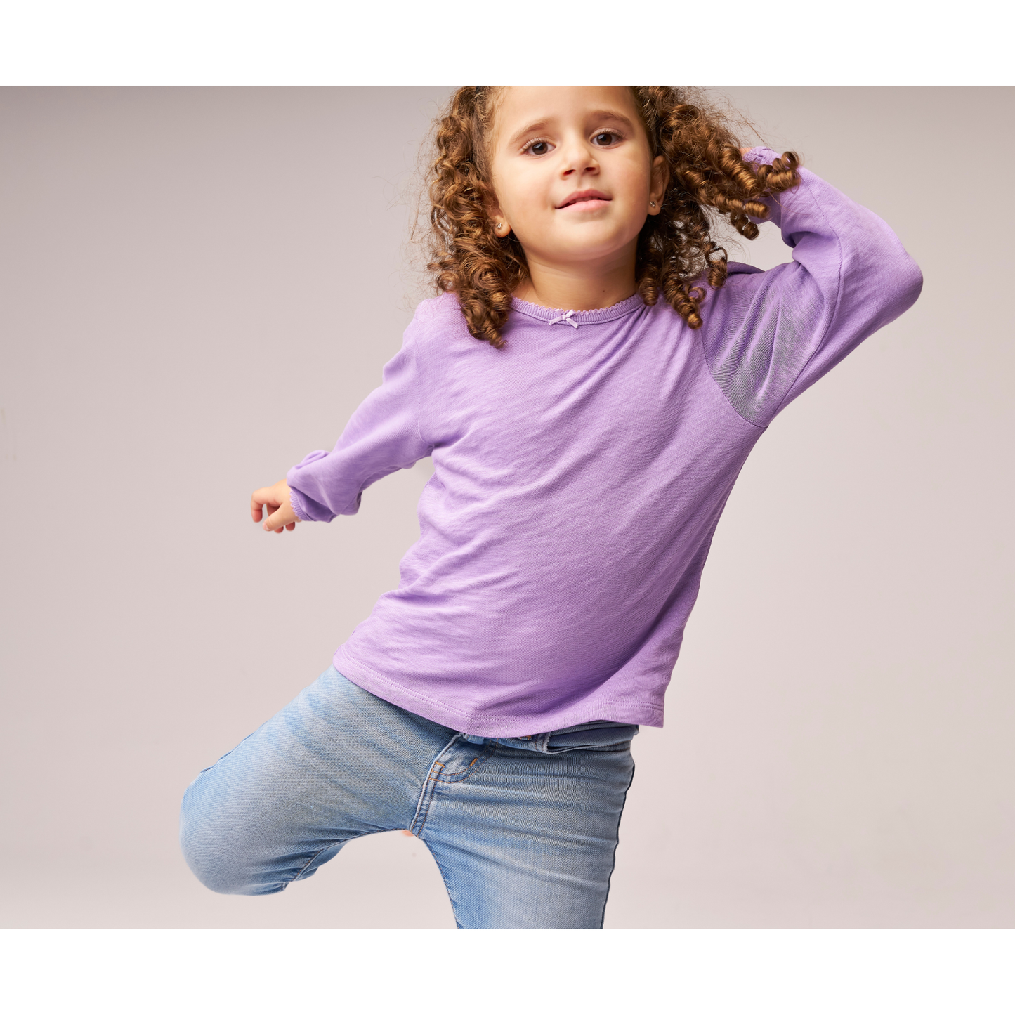 Puff Long Sleeve Tee Lilac — 100% Organic Pima Cotton