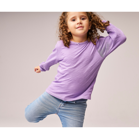 Puff Long Sleeve Tee Lilac — 100% Organic Pima Cotton
