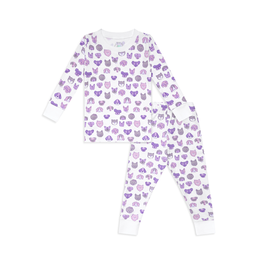 Mini Woof Squad Lilac Two piece Kids Pajama