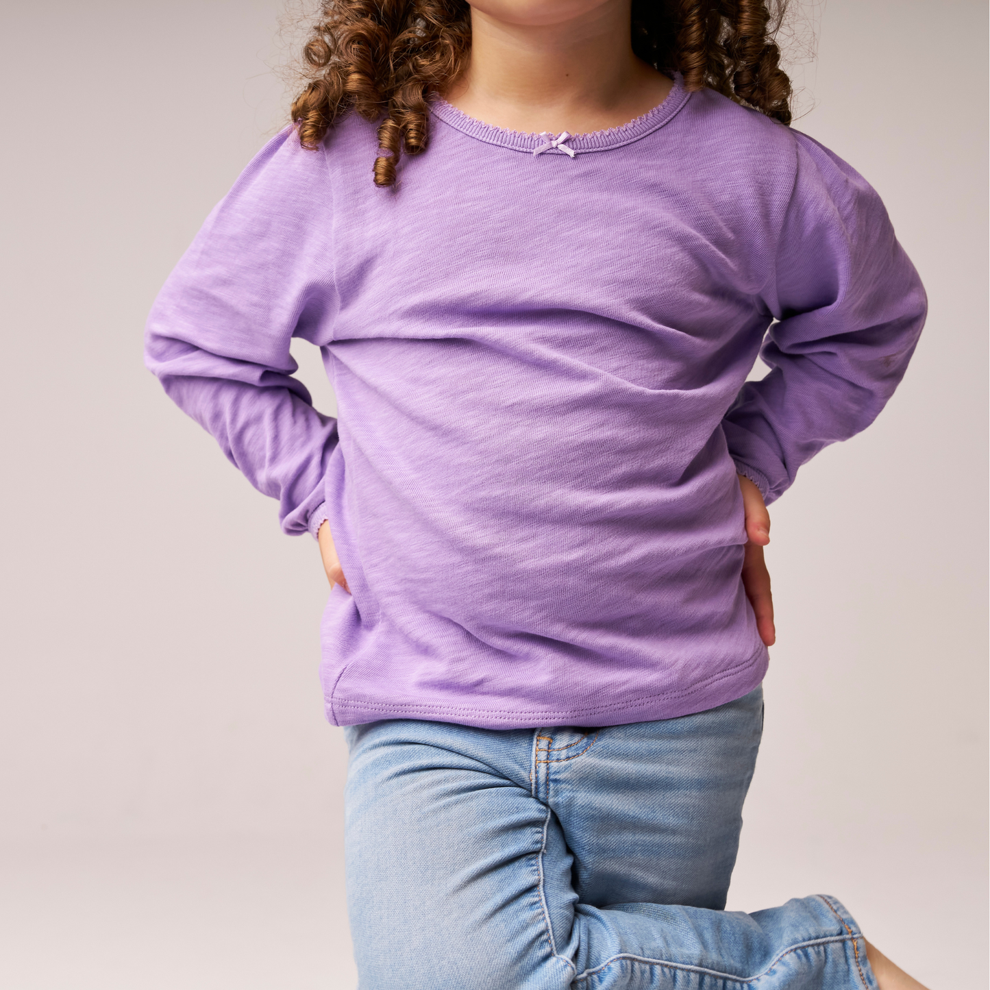 Puff Long Sleeve Tee Lilac — 100% Organic Pima Cotton