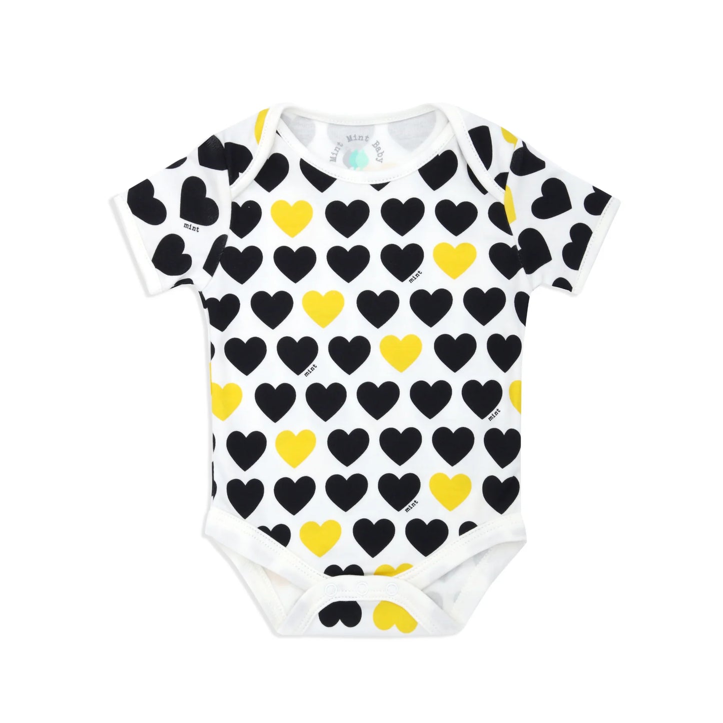 Black & Yellow Hearts Short sleeve bodysuit
